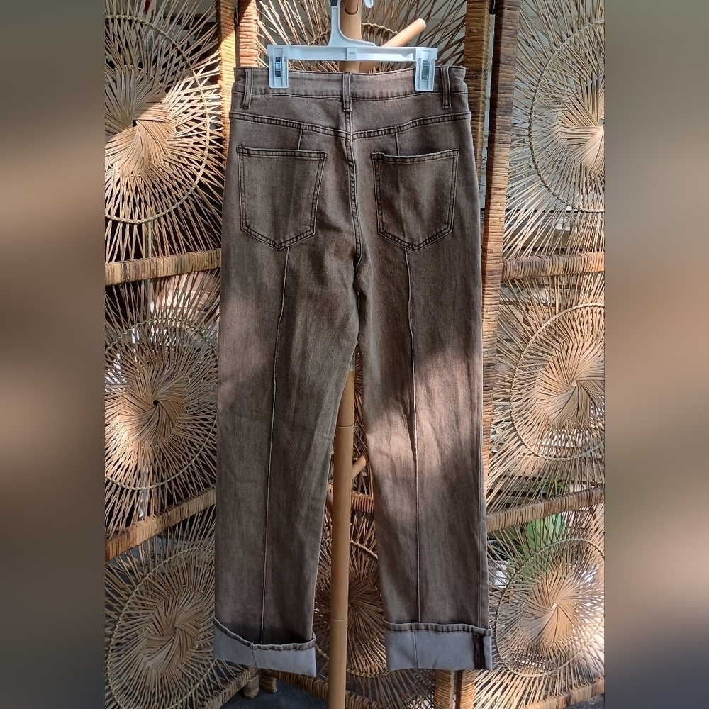 NWT Two Stay Fly Brown Straight-Leg Jeans_ Med - Picture 7 of 10